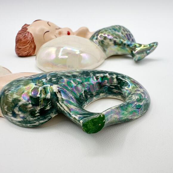 Set of Two Mermaid Wall Plaques Water Babies with Bubbles - Picture 5 of 12